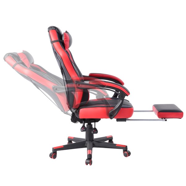 Chaise d'ordinateur ergonomique avec repose-pieds de FurnitureR, rouge