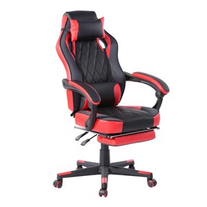 Chaise d'ordinateur ergonomique avec repose-pieds de FurnitureR, rouge