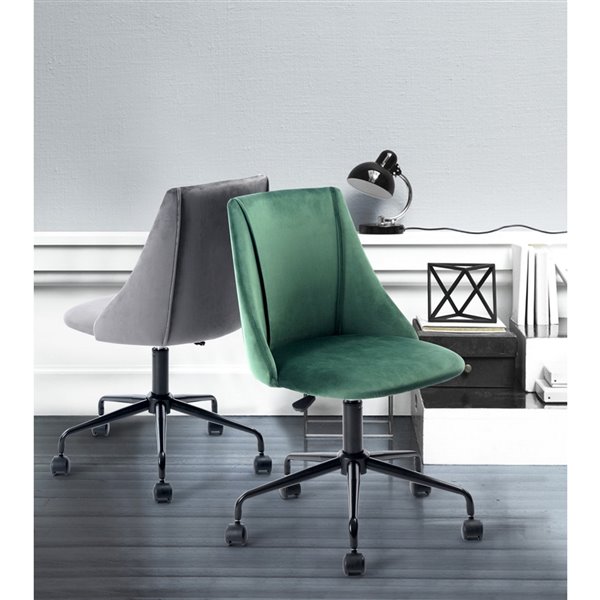 Homycasa Adjustable Velvet Office Chair - Green