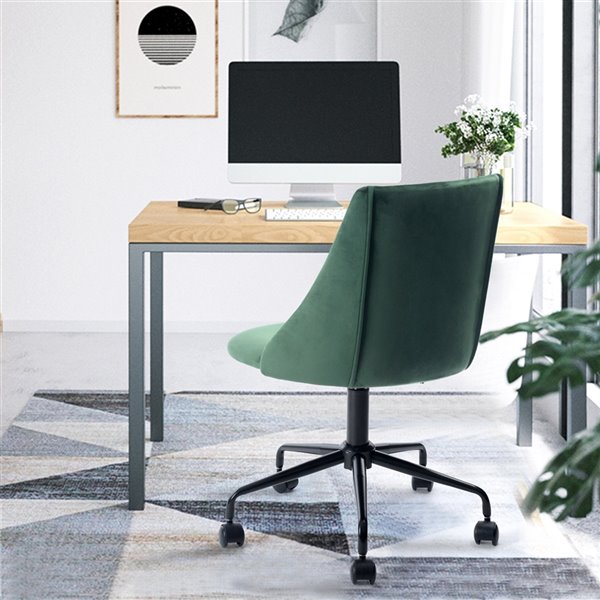 Chaise de bureau réglable en velours de FurnitureR, vert
