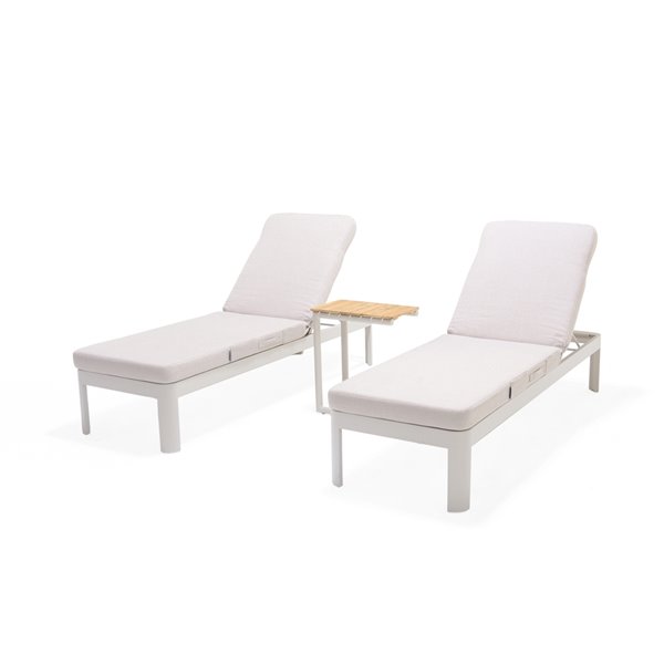 Image of Scancom | Portals Chaise Lounge With End Table - Aluminum - Beige - Set Of 3 | Rona