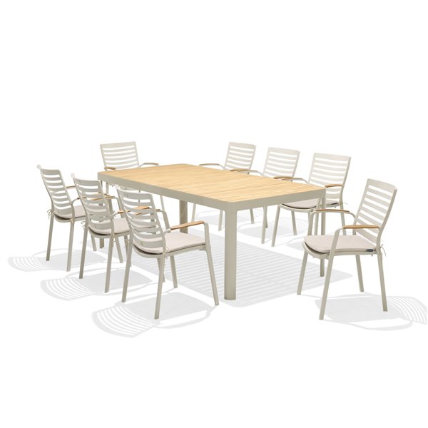 Scancom Portals Patio Dining Set, White Aluminum Patio Dining Chairs