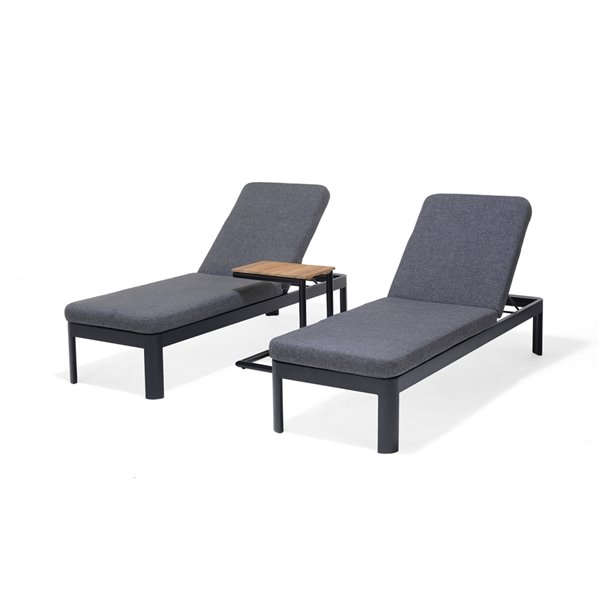 Image of Scancom | Portals Chaise Lounge With End Table - Aluminum - Black - Set Of 3 | Rona