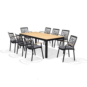 Ens. à diner d'extérieur Portals de Scancom, aluminium, noir, 9 pièces