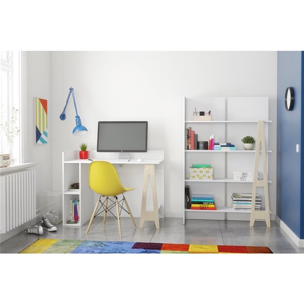 Bureau avec rangement ouvert en contreplaqué Atypik de Nexera, 44 po, blanc