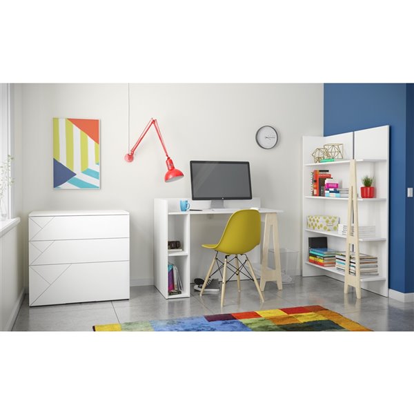 Bureau avec rangement ouvert en contreplaqué Atypik de Nexera, 44 po, blanc