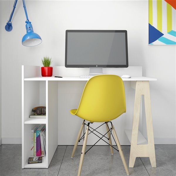 Nexera Atypik Open Storage Plywood Desk - 44-in - White