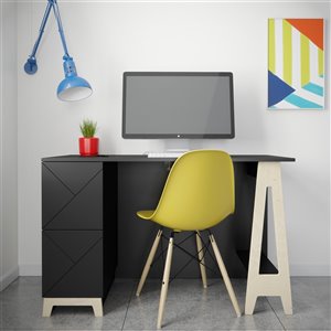Nexera Atypik 2-Drawer Plywood Desk - 47-in - Black