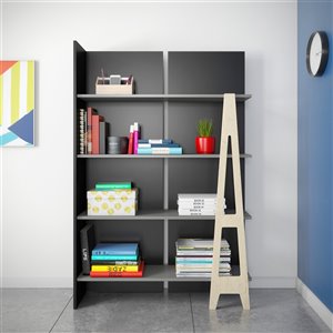 Bibliothèque Atypik en contreplaqué de Nexera, 60 po x 40 po, noir/griege