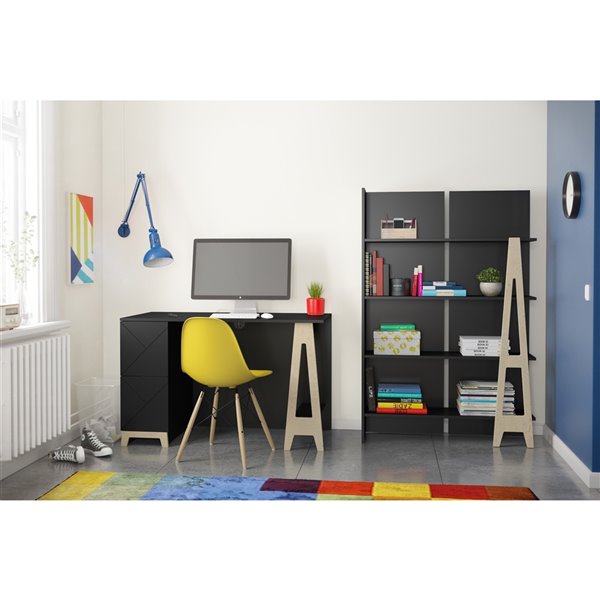 Nexera Atypik Plywood Bookcase - 60-in x 40-in - Black