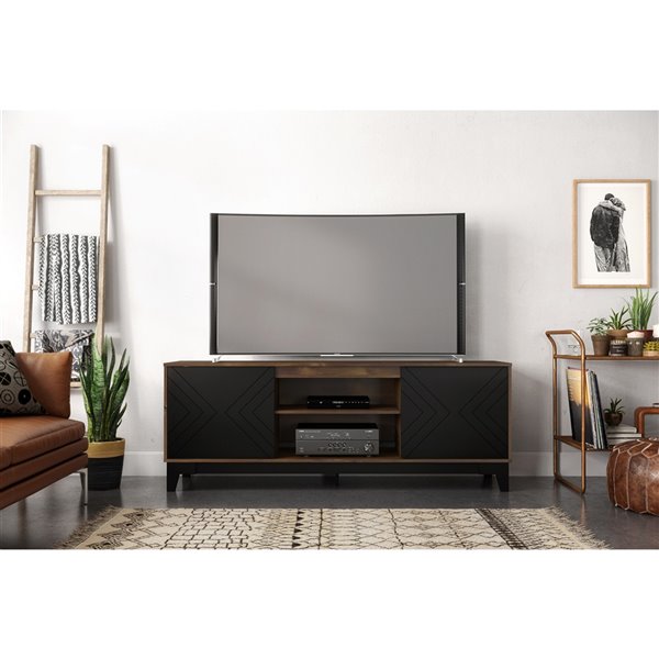 Nexera Arrow TV Stand - 72-in - Black/Truffle