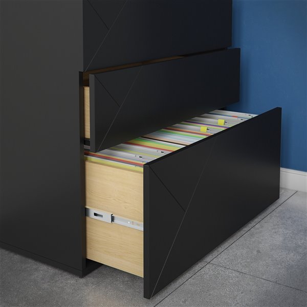 Nexera Atypik 29-in x 31-in 3-Drawer Black Storage and Filing Cabinet