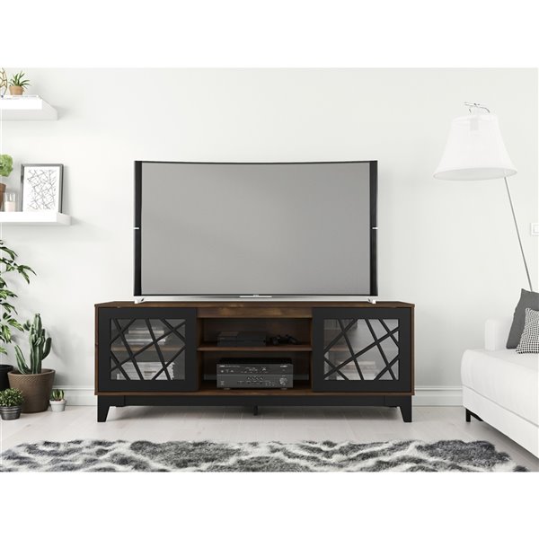 Nexera Graphik TV Stand - 72-in - Black/Truffle