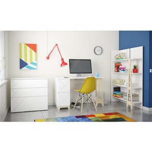 Nexera Atypik 3-Piece Plywood Home Office Set - White