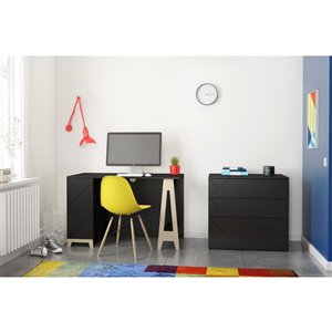 Nexera Atypik 2-Piece Contemporary Plywood Home Office Set - Black
