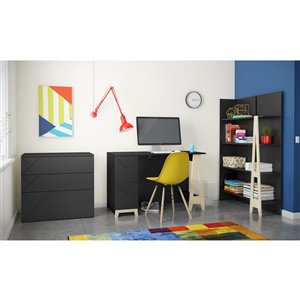 Nexera Atypik 3-Piece Plywood Home Office Set - Black