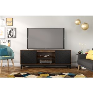 Nexera Hexagon TV Stand - 72-in - Black/Truffle