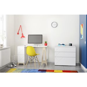 Nexera Atypik 2-Piece Modern Plywood Home Office Set - White