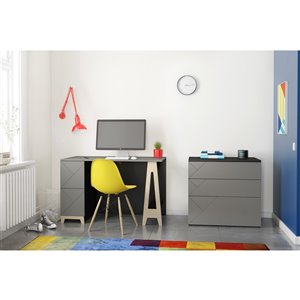 Nexera Atypik 2-Piece Contemporary Plywood Home Office Set - Black/Greige