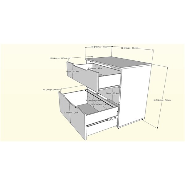 Nexera Arobas 3-Drawer Storage and Filing Cabinet - 30-in x 31-in - Bark Grey