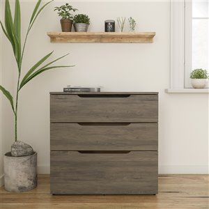 Nexera Arobas 3-Drawer Storage and Filing Cabinet - 30-in x 31-in - Bark Grey