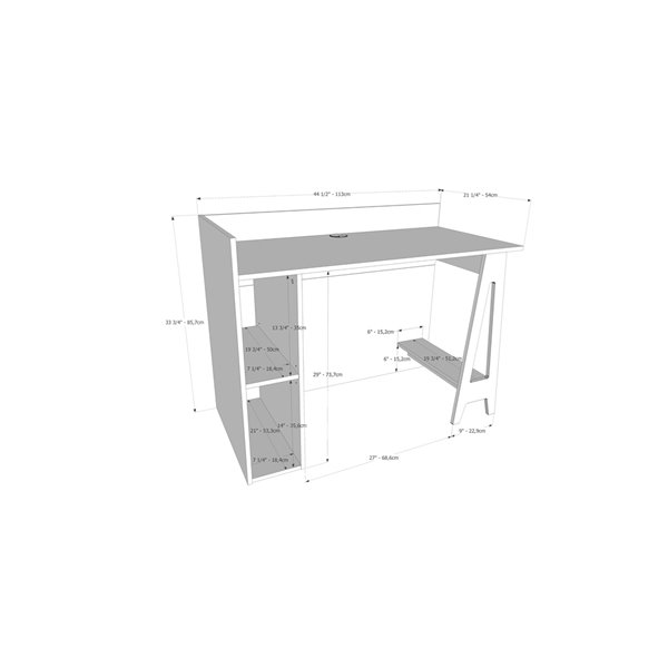 Nexera Atypik Plywood Home Office Set - 3 Pieces - White