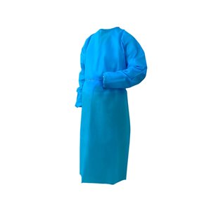 Blouses d'isolation jetables de Danameco, polypropylène non-tissé, bleu, taille standard, paquet de 5