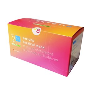 Aurelia Disposable Earloop Surgical Face Masks - ASTM 2 - Blue - Pack of 10, Boxes of 50
