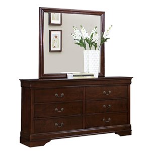 HomeTrend Mayville Dresser Mirror - 38.25-in x 38.25-in - Cherry Brown