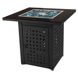Table de foyer extérieur au gaz Lockwood de Pleasant Hearth, en acier, 26 po x 28 po, noir