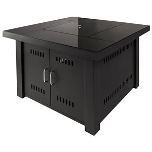 Table de foyer extérieur au gaz Sheridan de Pleasant Hearth, en acier, 29 po x 38 po, noir