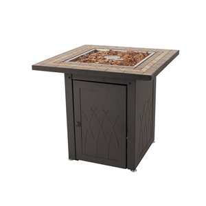 Table de foyer extérieur au gaz Atlantis de Pleasant Hearth, en acier, 26 po x 28 po, noir