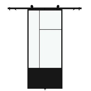 Colonial Elegance Cicero Prefinished Barn Door with Hardware Kit - Clear Glass - 37-in x 84-in - Black Metal