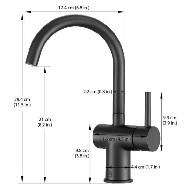 Ancona Aria Single Hole Bathroom Sink Faucet - 1-Handle - Matte Black