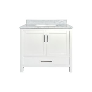 GEF Willow 36-in White Single Sink Bathroom Vanity with Carrara Marble Top