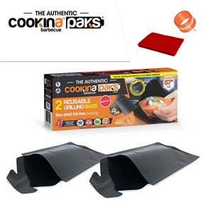 COOKINA Barbecue PAKS Reusable Grilling Pocket - 20-cm x 30-cm - 2-Pack