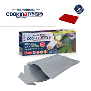 COOKINA PAKS Parchminum Reusable Steaming Pockets - 20-cm x 30-cm