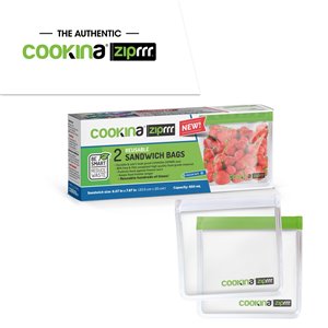 COOKINA ZipRRR Sandwich and Storage Bags - 20.5-cm x 20-cm - 850-ml - 2-Piece