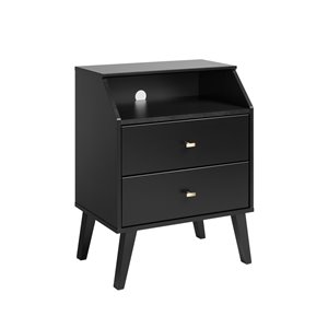 Prepac Milo 2-Drawer Night Stand with Angled Top - Black