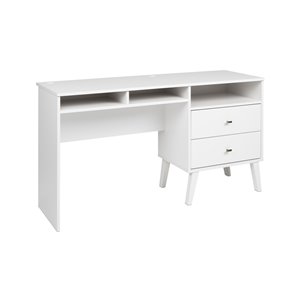Prepac Milo Desk with Storage and 2 Drawers - 55-in - White