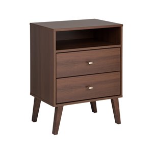 Prepac Milo 2-Drawer Tall Nightstand with Open Shelf - Cherry