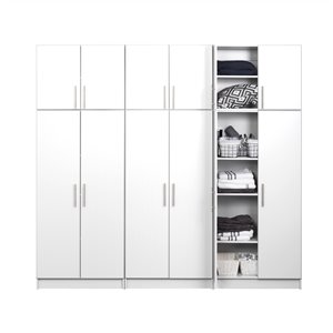 Prepac Elite Storage Set 3 Storage Cabinet 32-in, 3 Stackable Wall Cabinet 32-in White 6-Piece