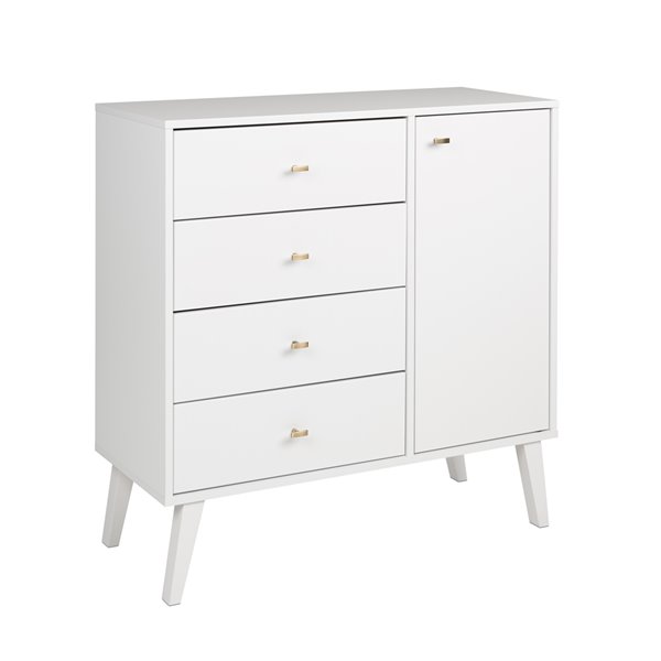 Prepac Milo 4Drawer Chest with Door White WDBR14081 RONA