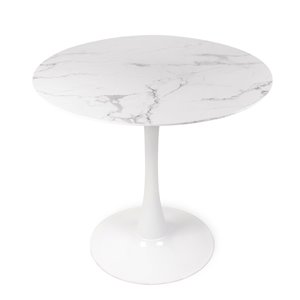 Table de bistro ronde Soho Home, imitation de marbre, blanc, 31,5 po