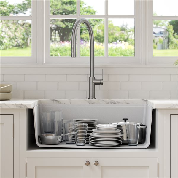 Kraus Undermount Granite Sink with Accessories - 30-in - White