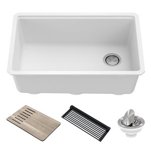 Kraus Undermount Granite Sink with Accessories - 30-in - White