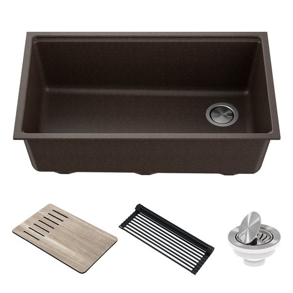 Kraus Undermount Granite Sink with Accessories - 33-in - Metallic Brown ...