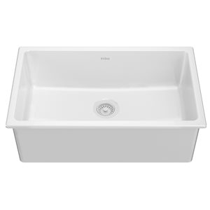 Kraus Drop-In Undermount Fireclay Sink in Gloss - 30-in - White