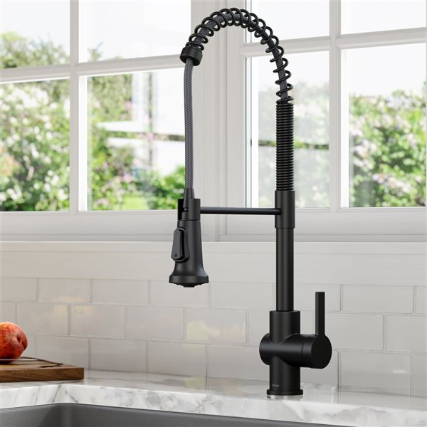 Kraus Britt Commercial Style Pull-Down Kitchen Faucet - Matte Black