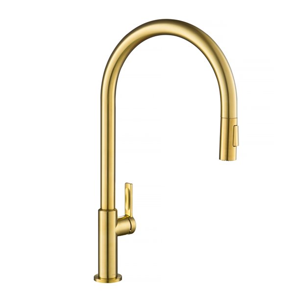 Kraus Oletto High-Arc Single Handle Pull-Down Kitchen Faucet - Brushed Brass